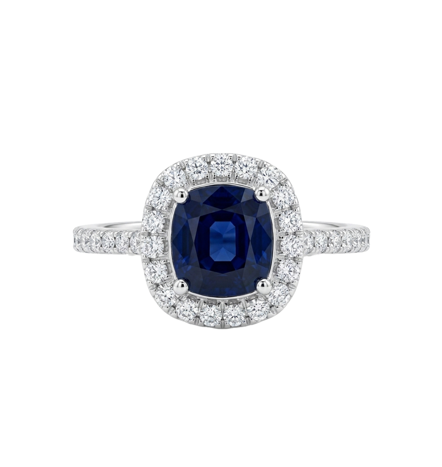 14K WG DIAMOND & SAPPHIRE RING