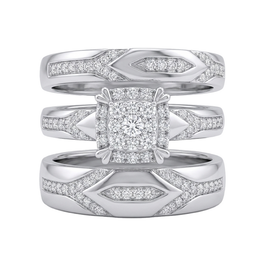 14K WG TRIO DIAMIOND RINGS SET